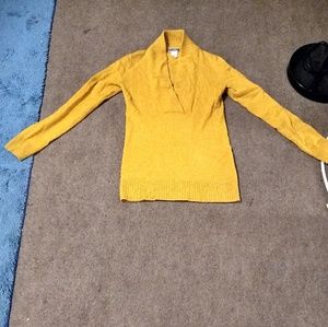 RARE J. Crew Cashmere Shawl Collar Mustard Sweater